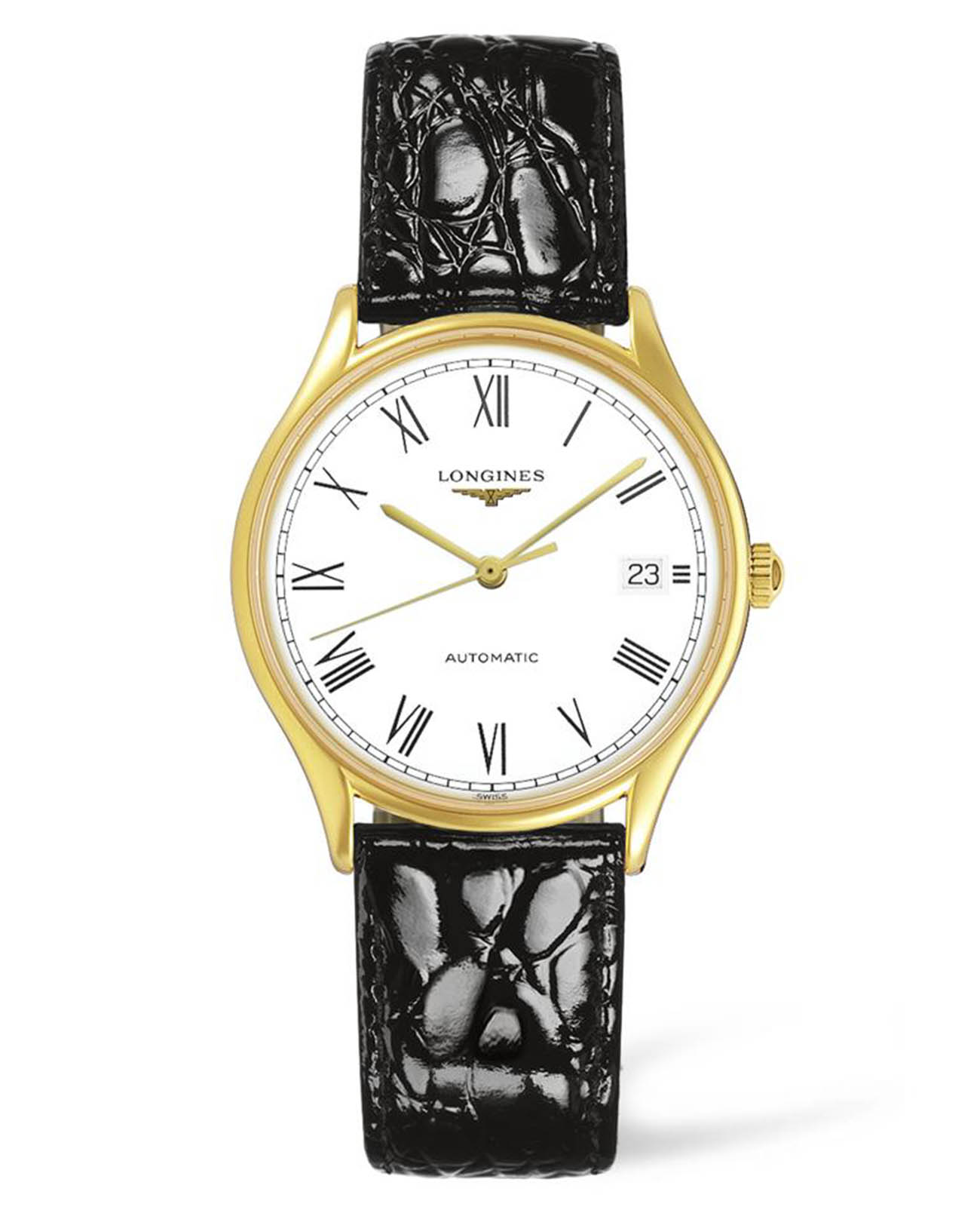 Longines Longines Lyre L4.860.2.11.2  L48602112 механические мужские часы белый циферблат, браслет кожаный — вид спереди