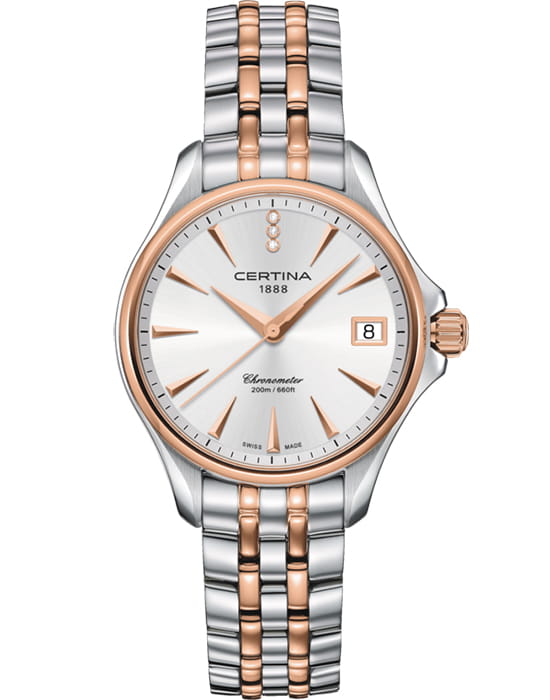Certina Certina DS Action C032.051.22.036.00 DS Action C0320512203600 кварцевые женские часы серебристый циферблат, браслет сталь c pvd покрытием — вид спереди