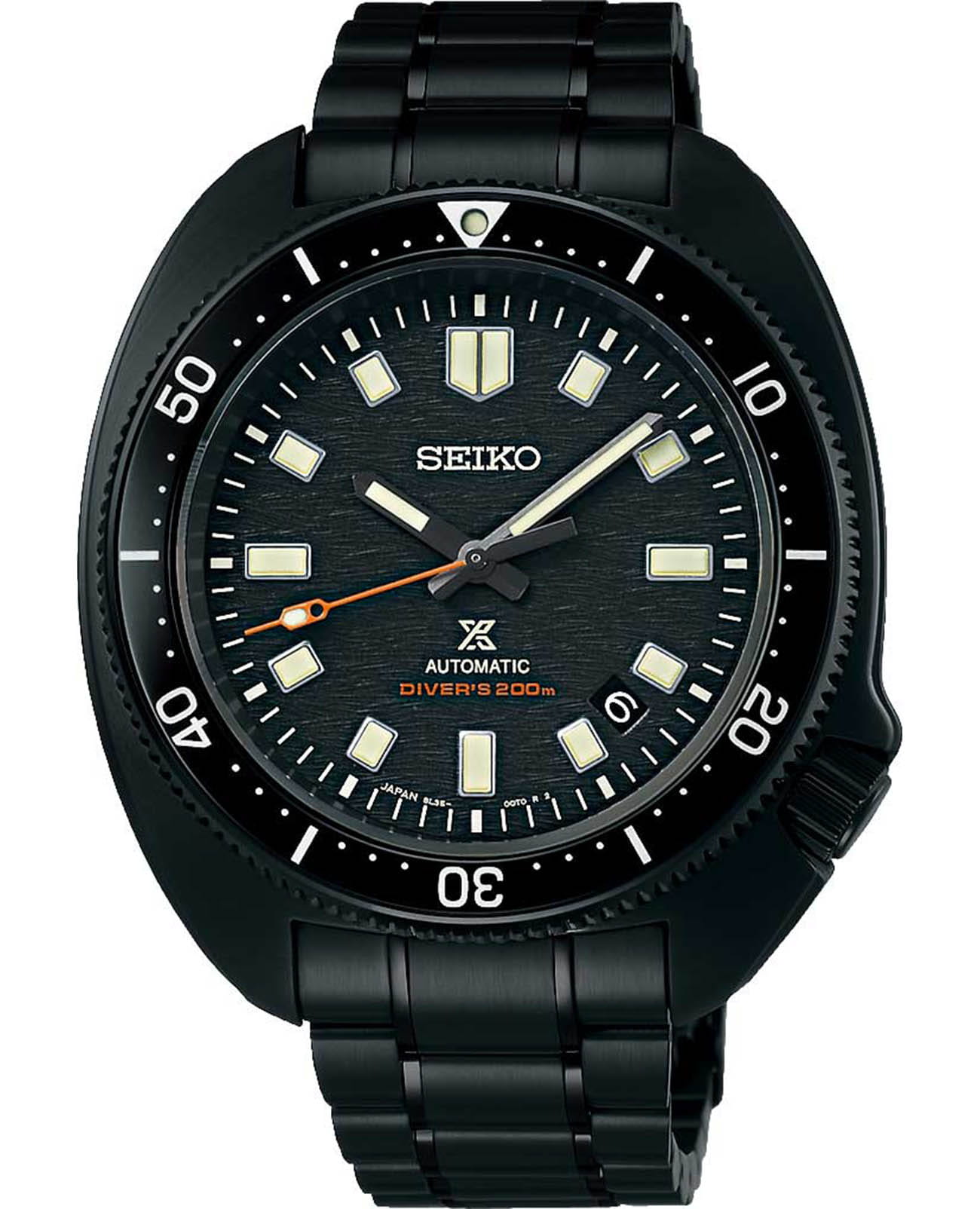 Seiko Seiko Prospex SLA061J1  SLA061J1 механические мужские часы черный циферблат, браслет нержавеющая сталь с pvd-покрытием — вид спереди
