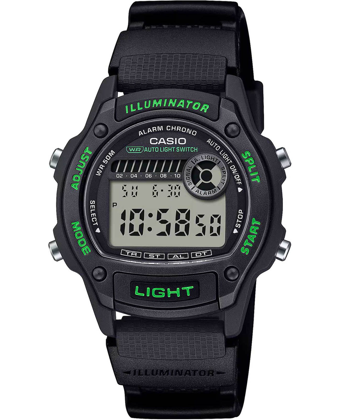 Casio Casio Collection W-220H-1A3  W-220H-1A3 кварцевые мужские часы серый циферблат, браслет пластик — вид спереди