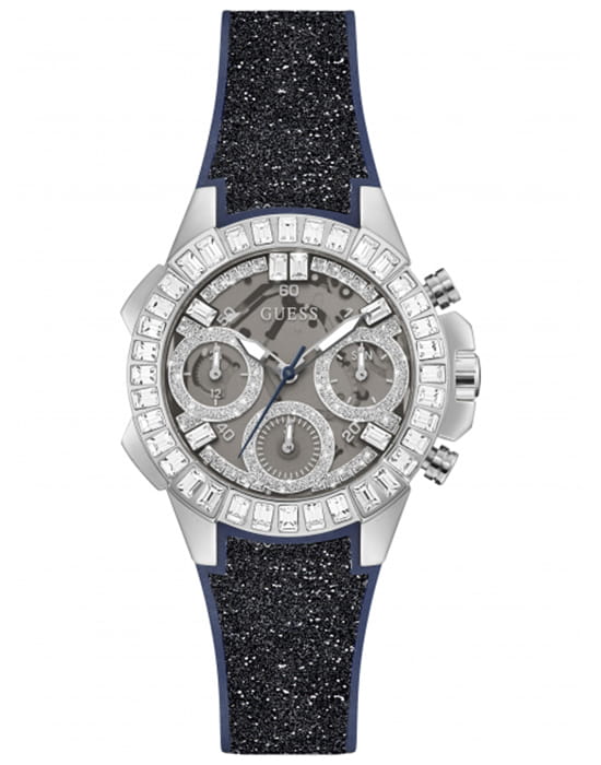 Guess GUESS GW0313L1  GW0313L1 кварцевые женские часы серебристый циферблат, браслет силикон — вид спереди