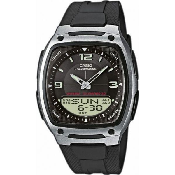 Casio Casio Illuminator AW-81-1A1  AW-81-1A1 кварцевые мужские часы черный циферблат, браслет пластик — вид спереди