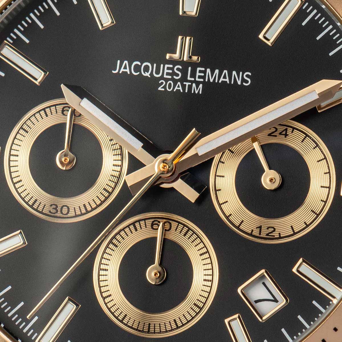 Jacques Lemans Jacques Lemans Liverpool 1-1877D кварцевые мужские часы часы крупный план черный циферблата
