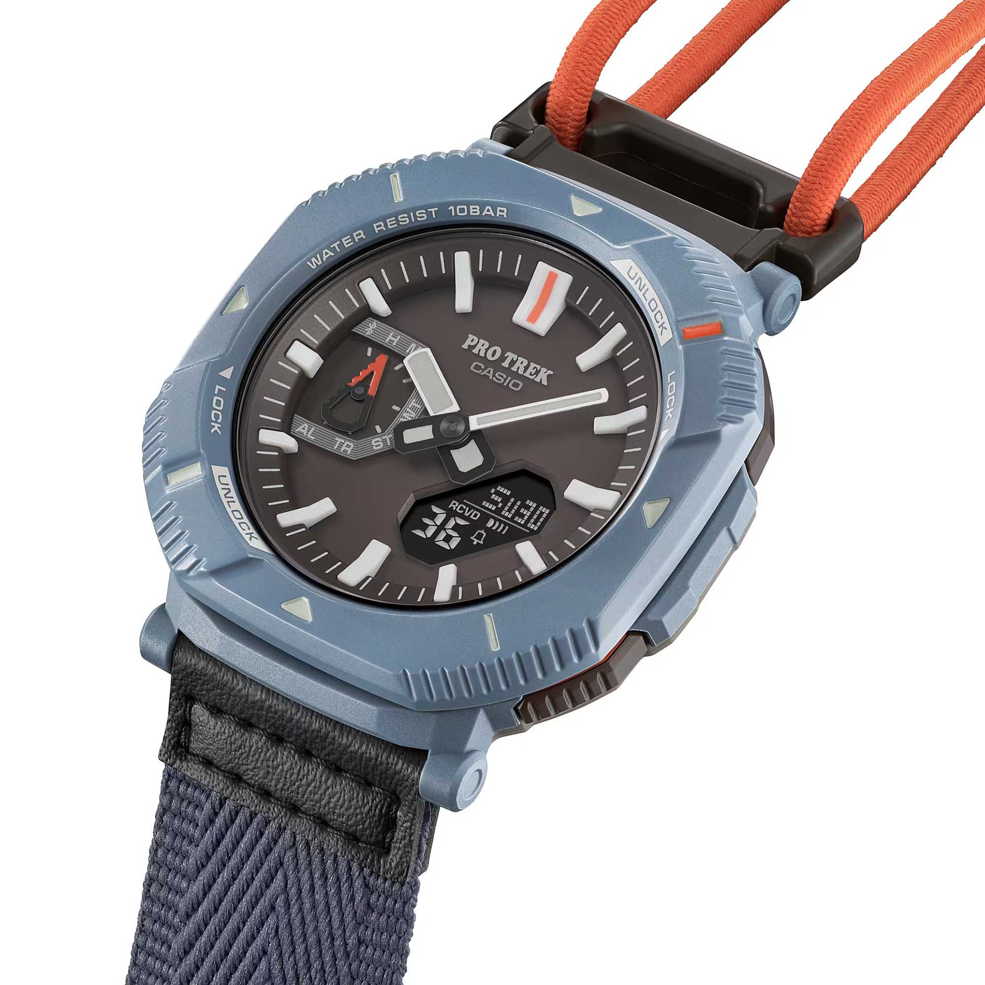 Casio Casio Pro Trek PRJ-B001B-2DR (PRJ-B001B-2), pro trek япония мужские часы на браслете тканевый боковой вид