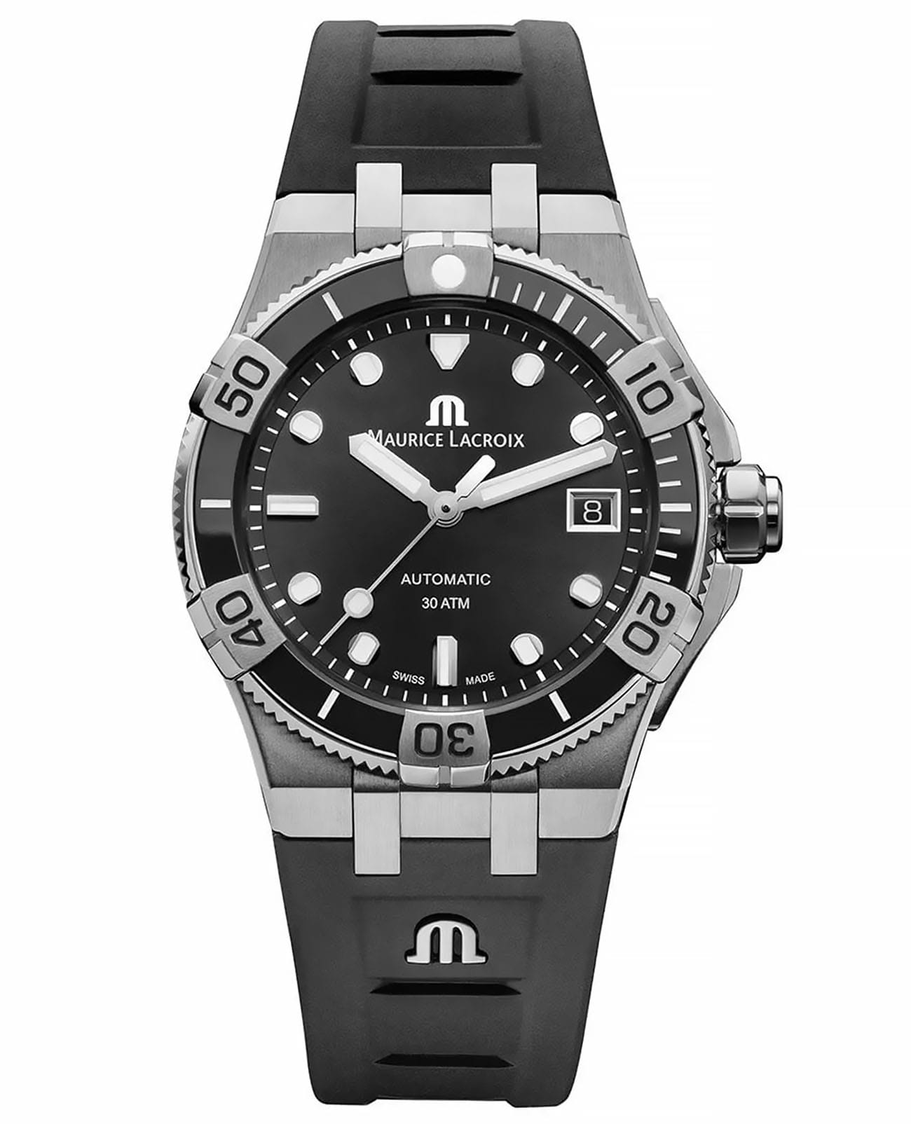 Maurice Lacroix Maurice Lacroix Aikon Venturer AI6057-SSL20-330-2  AI6057-SSL20-330-2 механические женские часы черный циферблат, браслет каучук — вид спереди
