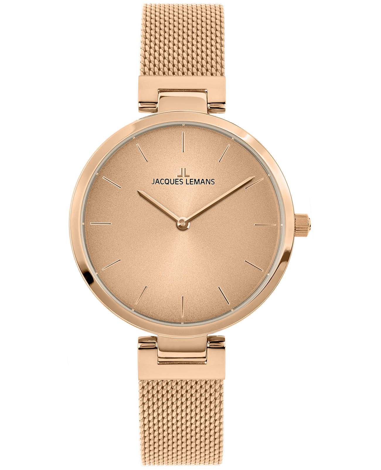 Jacques Lemans Jacques Lemans Classic 1-2110L  1-2110L кварцевые женские часы золотой циферблат, браслет сталь с ip покрытием — вид спереди