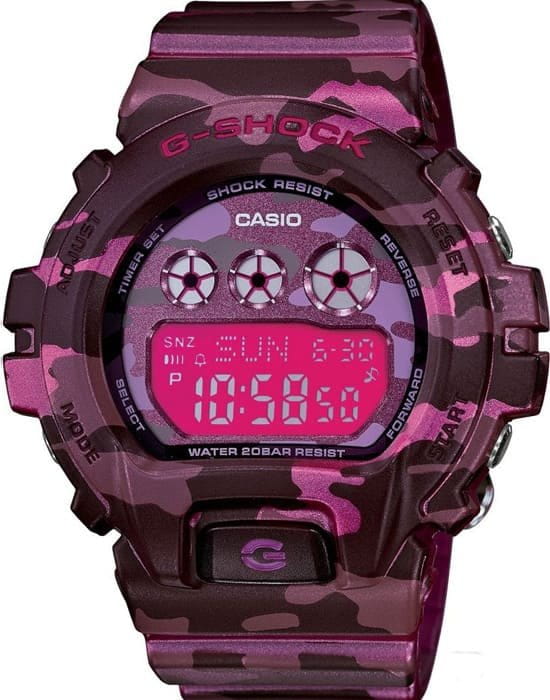 Casio Casio G-Shock GMD-S6900CF-4E  GMD-S6900CF-4E электронные женские часы фиолетовый циферблат, браслет  — вид спереди