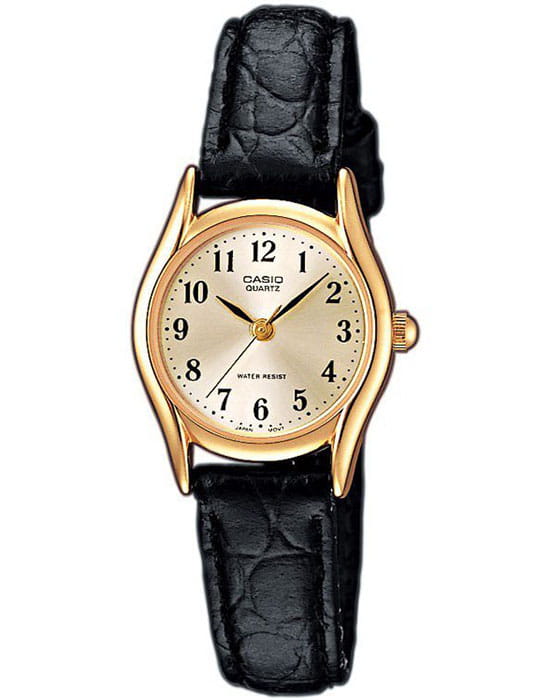Casio Casio Collection LTP-1154PQ-7B  LTP-1154PQ-7B кварцевые женские часы золотой циферблат, браслет кожаный — вид спереди