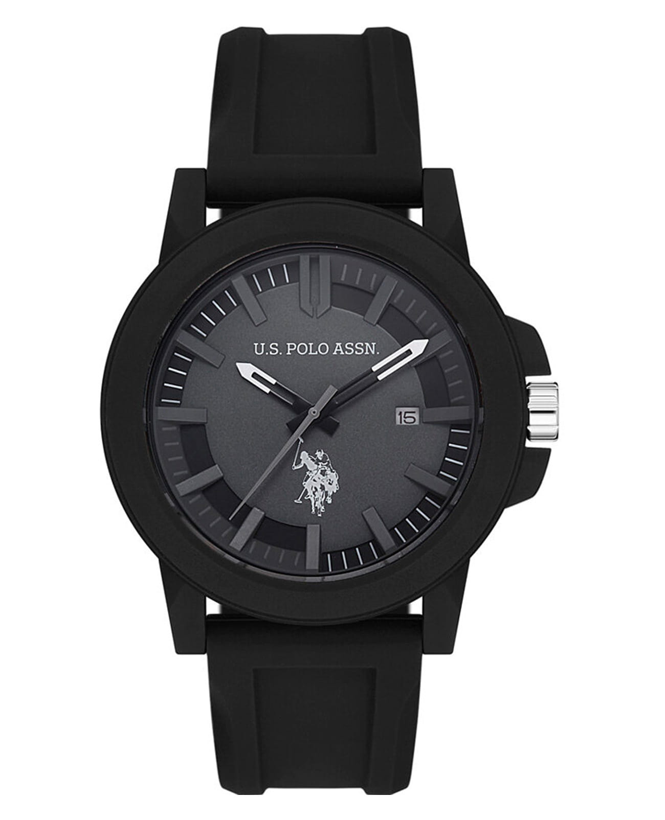 U.S. Polo Assn. U.S. Polo Assn. Yard USPA1029-01  USPA1029-01 кварцевые мужские часы черный циферблат, браслет силикон — вид спереди