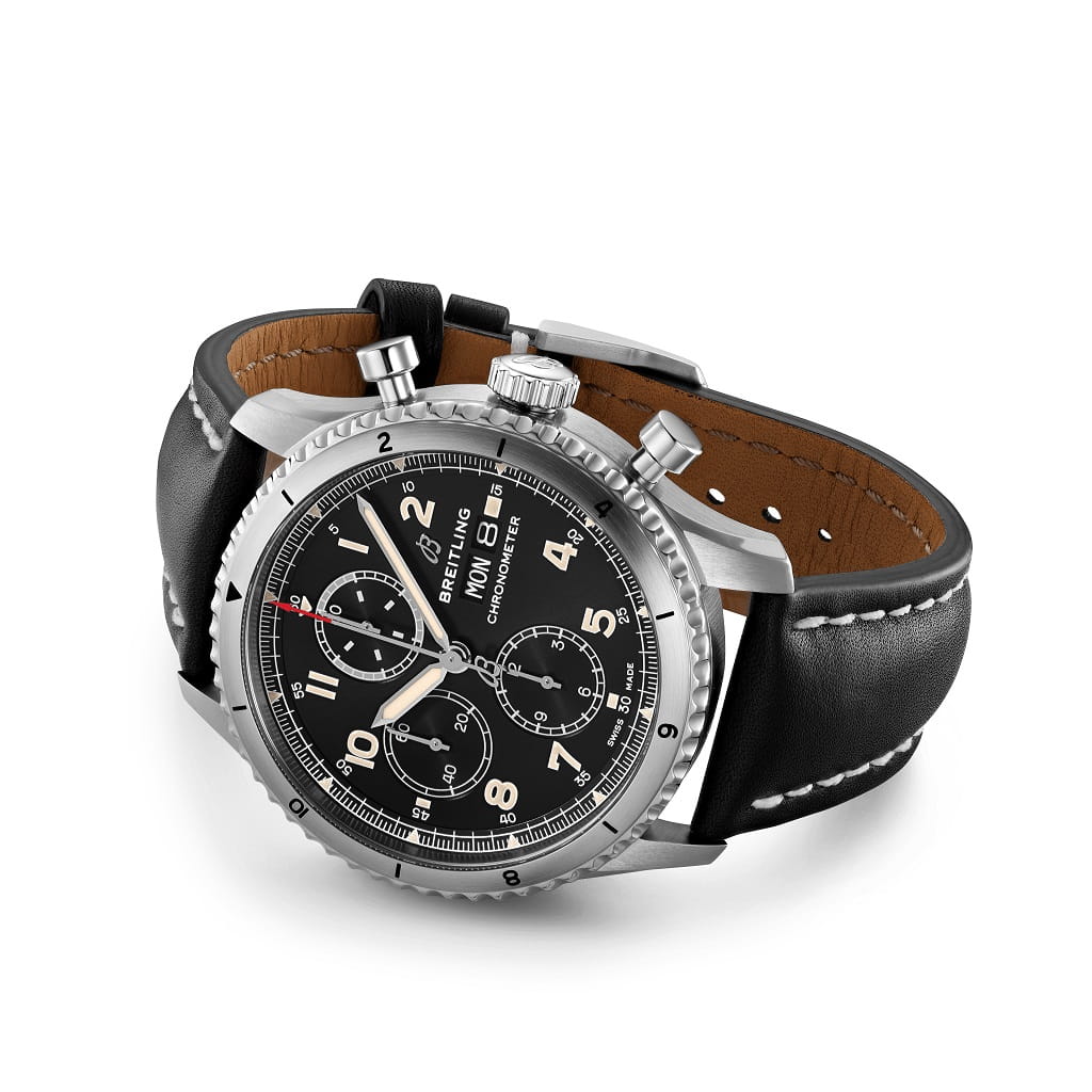 Breitling Breitling Aviator 8 Chronograph 43 A13316101B1X2, aviator 8 швейцария мужские часы на браслете кожаный боковой вид
