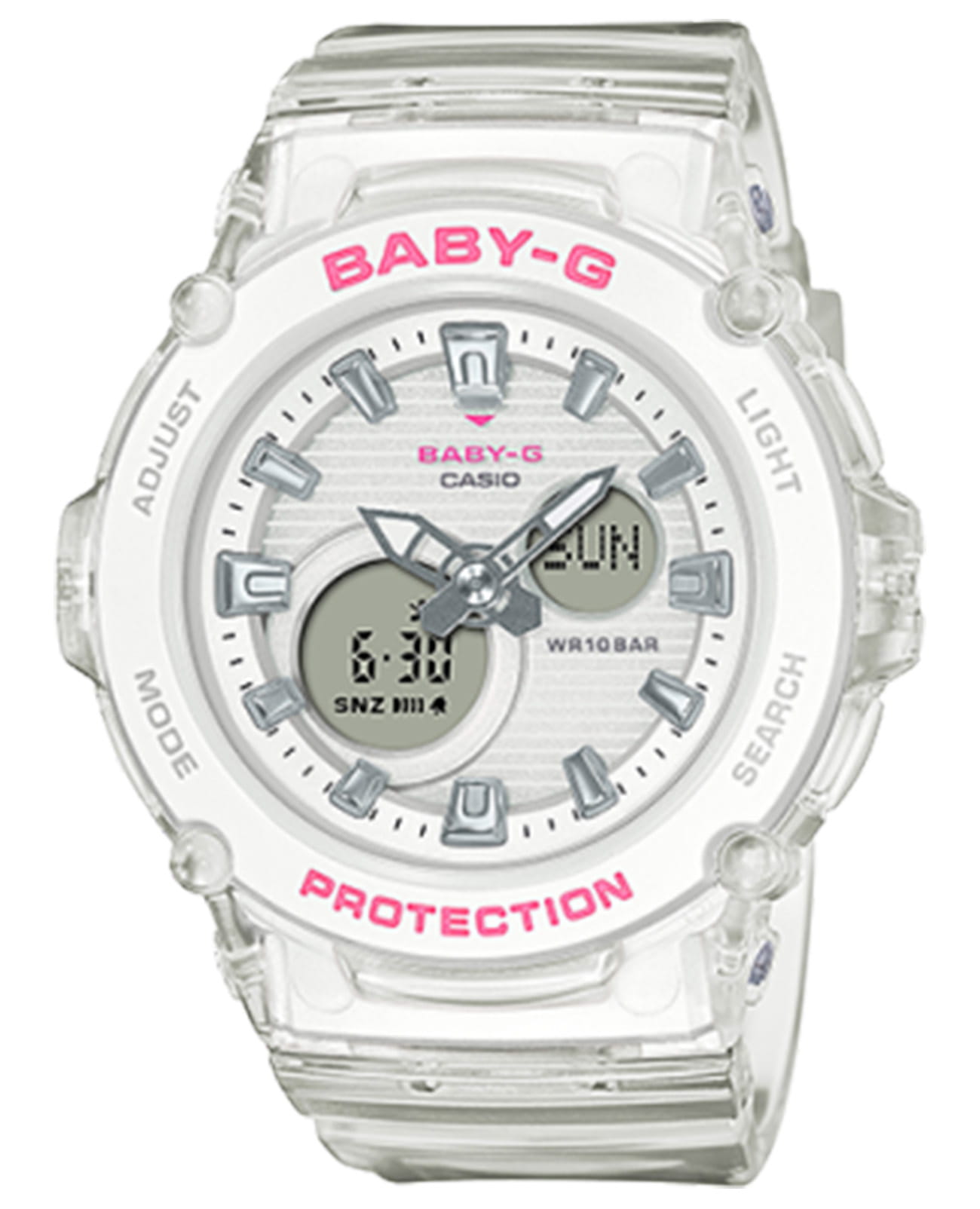 Casio Casio Baby-G BGA-270S-7A  BGA-270S-7A кварцевые женские часы белый циферблат, браслет пластик — вид спереди
