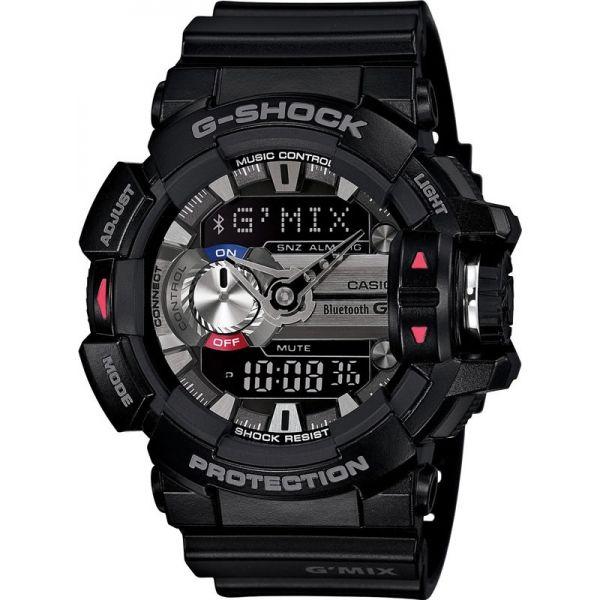 Casio Casio G-Shock GBA-400-1A G-SQUAD GBA-400-1A электронные мужские часы черный циферблат, браслет 18-каратное желтое золото — вид спереди