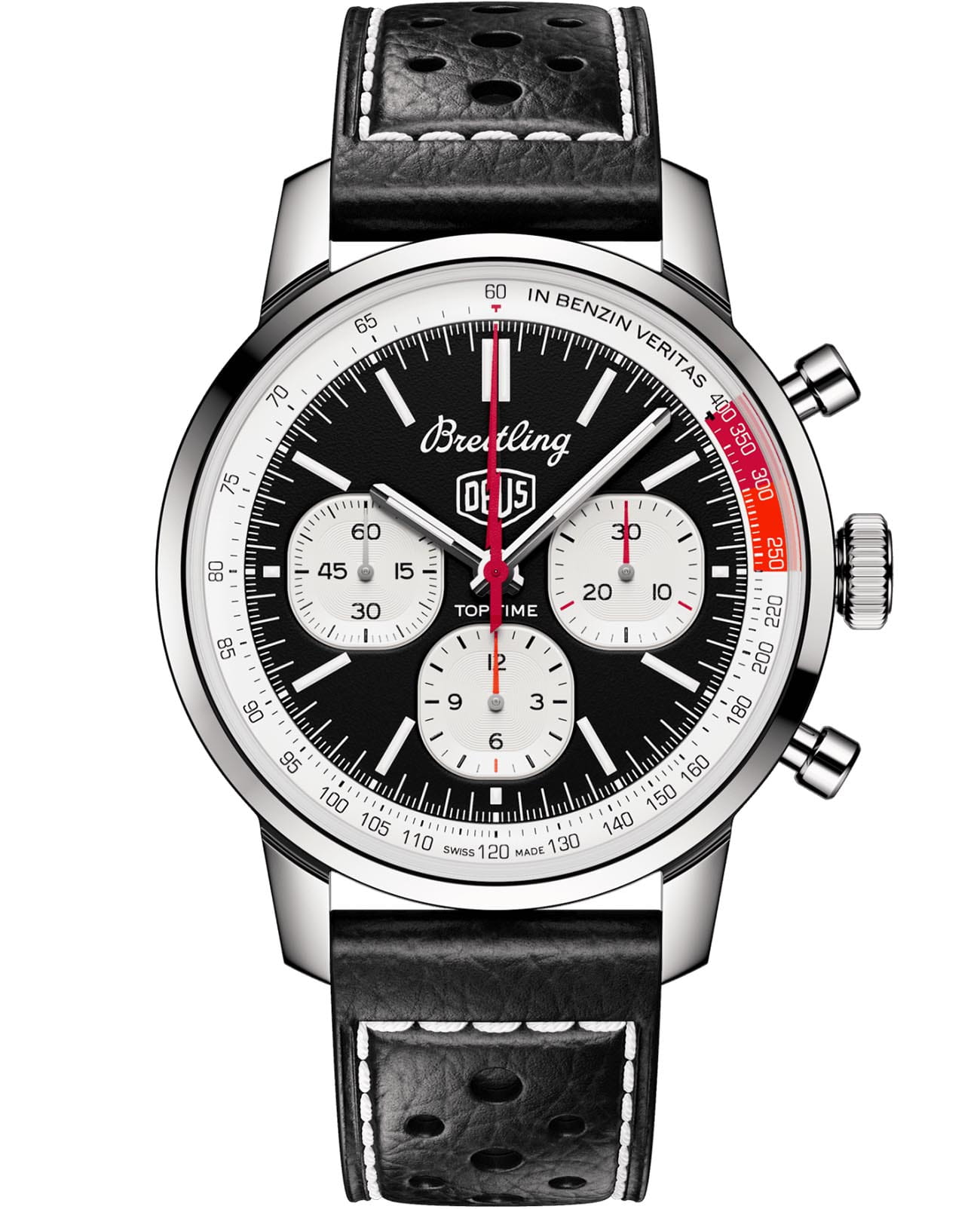 Breitling Breitling Top Time B01 Deus AB01765A1B1X1  AB01765A1B1X1 механические мужские часы черный циферблат, браслет кожаный — вид спереди