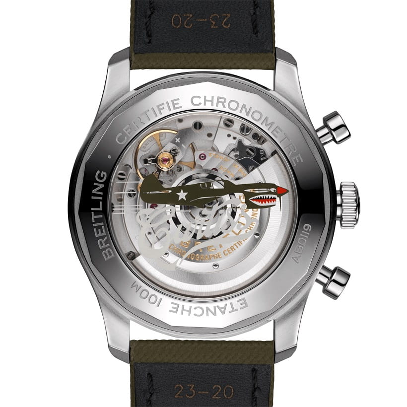 Оригинальные часы Breitling Breitling Aviator 8 B01 Chronograph 43 Curtiss Warhawk AB01192A1L1X1 механические калибр механизма мануфактурный механизм breitling caliber b01 общий вид
