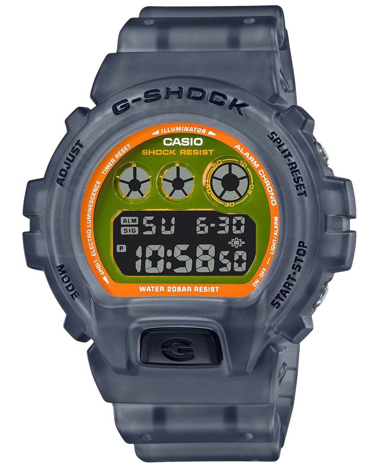 Casio Casio G-Shock DW-6900LS-1 лимитированной серии DW-6900LS-1ER электронные мужские часы оранжевый циферблат, браслет пластик — вид спереди