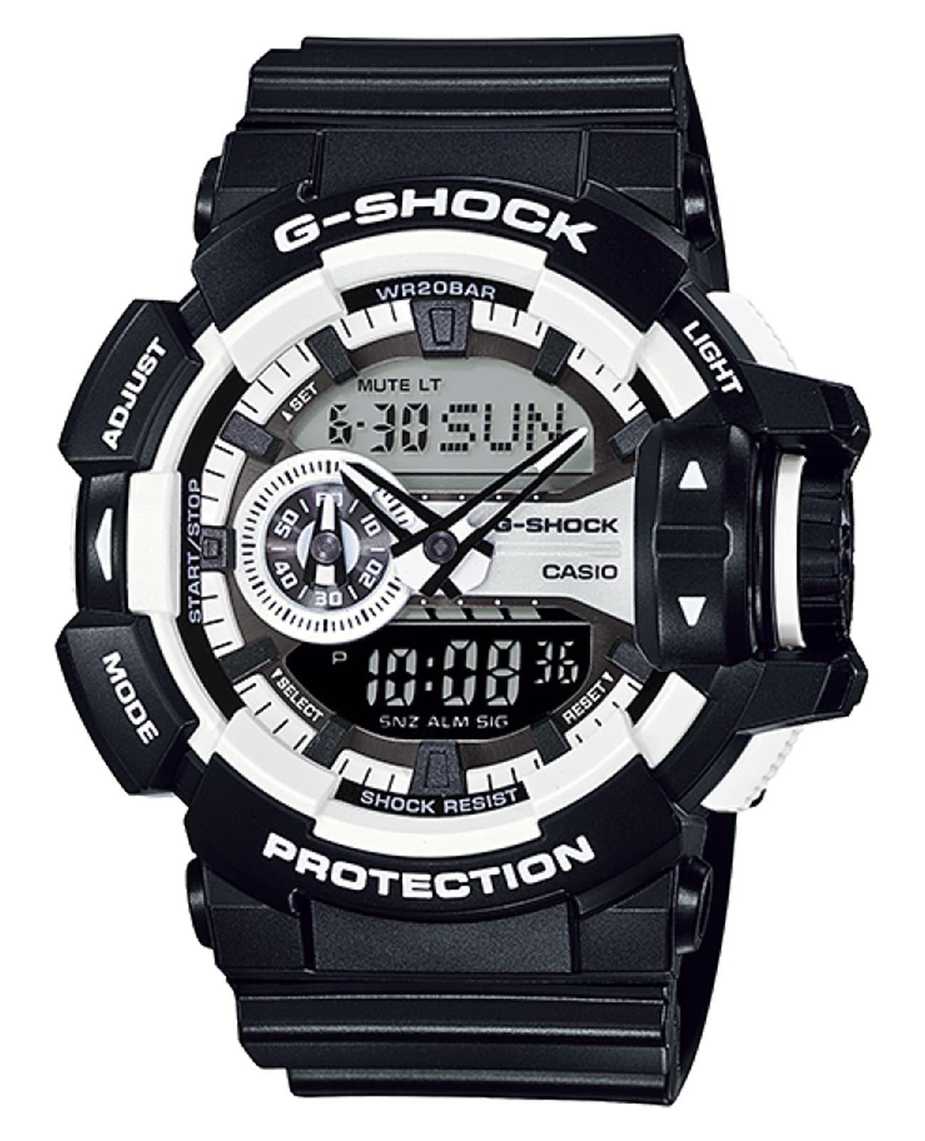 Casio Casio G-Shock GA-400CM-1A GA GA-400CM-1A электронные мужские часы  циферблат, браслет пластик — вид спереди