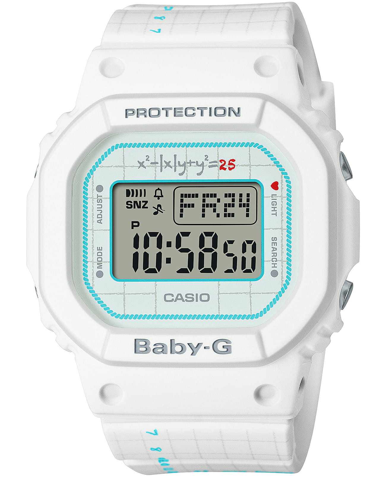 Casio Casio Lover's Pair Model LOV-21B-7DR (LOV-21B-7), g-shock япония  на браслете резина боковой вид