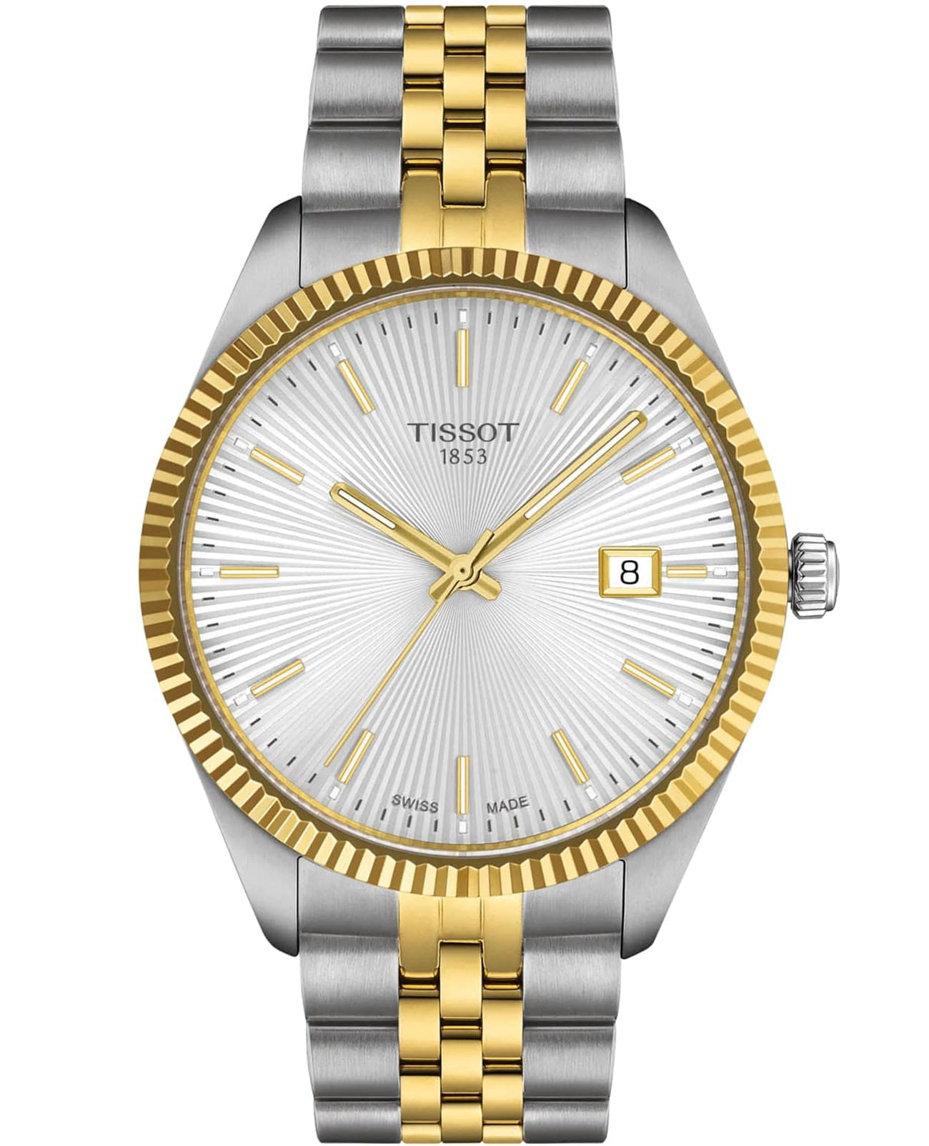 Tissot Tissot Ballade 40mm T156.410.22.031.00 Ballade T1564102203100 кварцевые мужские часы серебристый циферблат, браслет нержавеющая сталь с pvd-покрытием — вид спереди