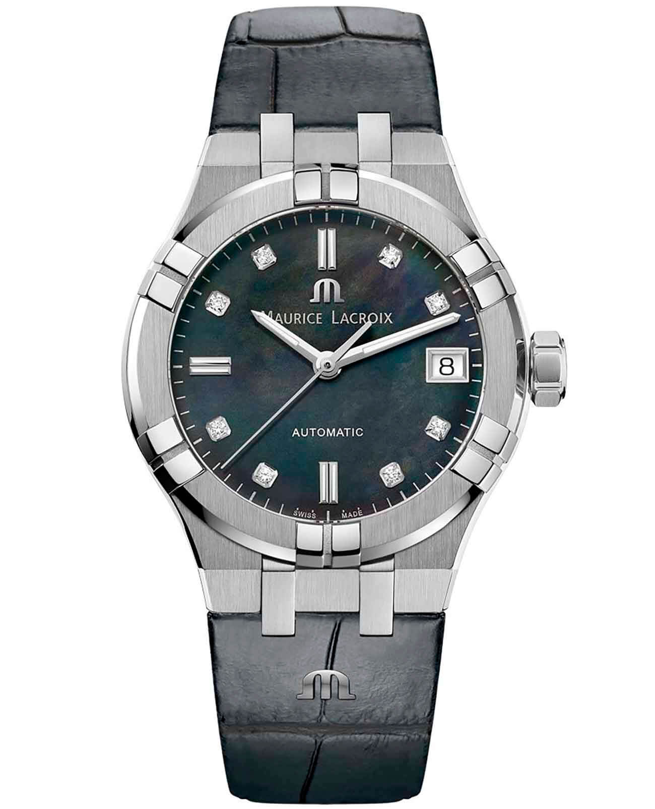 Maurice Lacroix Maurice Lacroix Aikon Automatic AI6006-SS001-370-1  AI6006-SS001-370-1 механические женские часы перламутровый циферблат, браслет кожаный — вид спереди