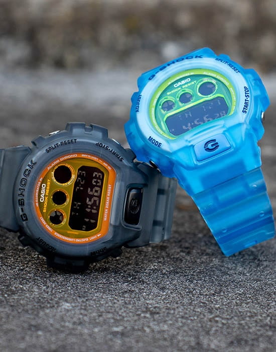 Casio Casio G-Shock DW-6900LS-1 электронные мужские часы часы крупный план оранжевый циферблата