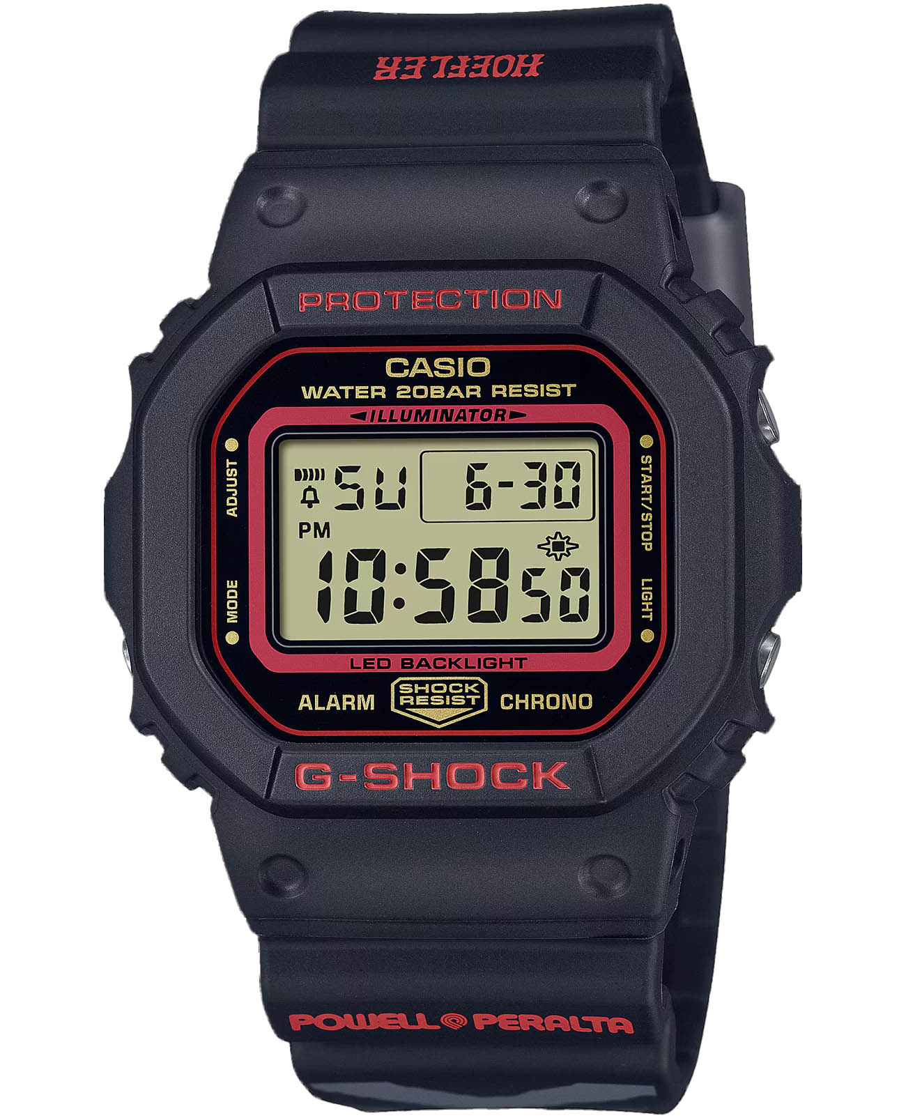 Casio Casio G-Shock DW-5600KH-1 DW-5600 DW-5600KH-1 электронные мужские часы  циферблат, браслет пластик — вид спереди