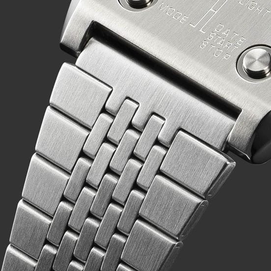 Casio Casio Vintage A1100D-1, vintage япония мужские часы на браслете нержавеющая сталь боковой вид