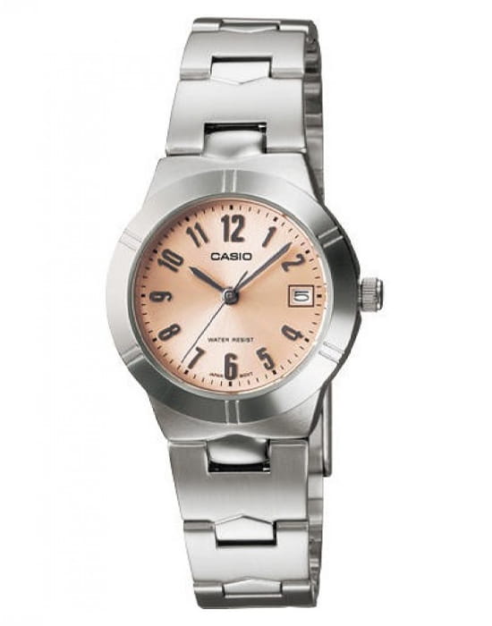Casio Casio Collection LTP-1241D-4A3  LTP-1241D-4A3 кварцевые женские часы желтый циферблат, браслет нержавеющая сталь — вид спереди