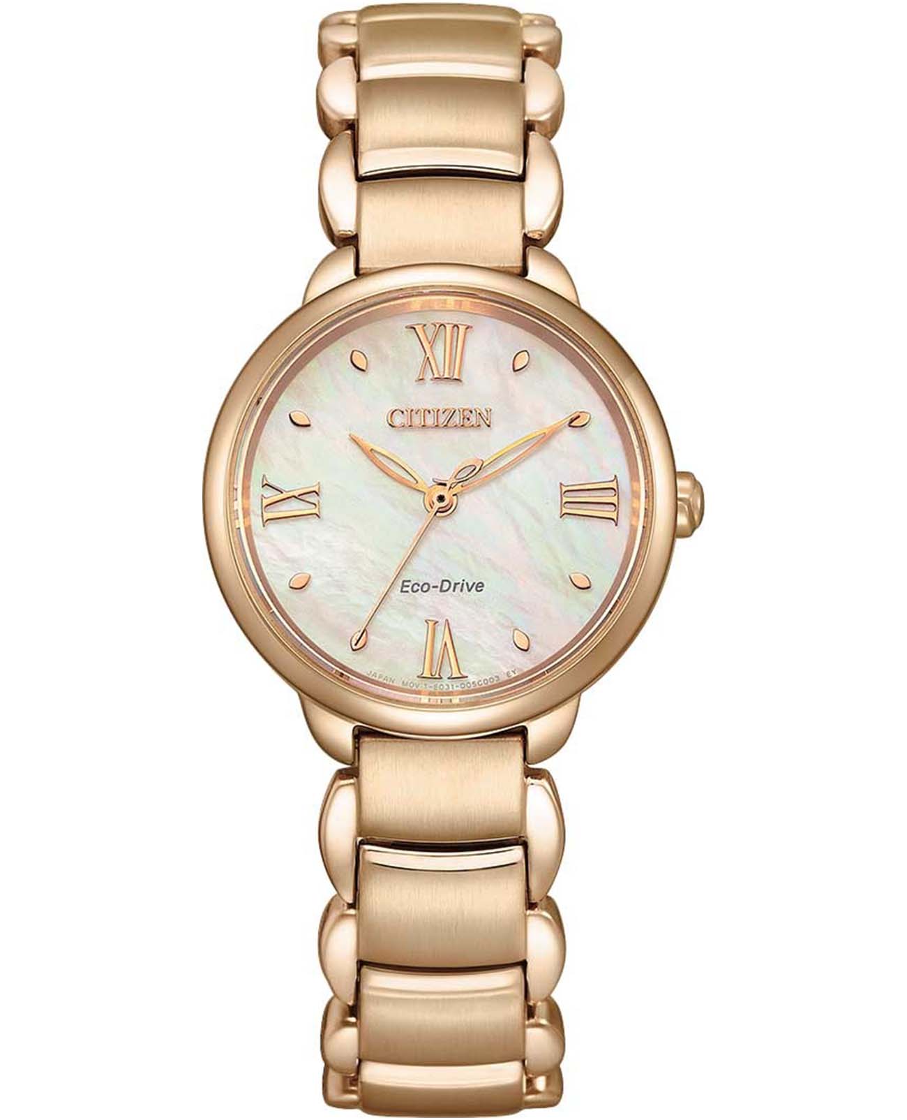 Citizen Citizen Citizen L EM0929-81Y  EM0929-81Y кварцевые женские часы перламутровый циферблат, браслет нержавеющая сталь с ip-покрытием — вид спереди