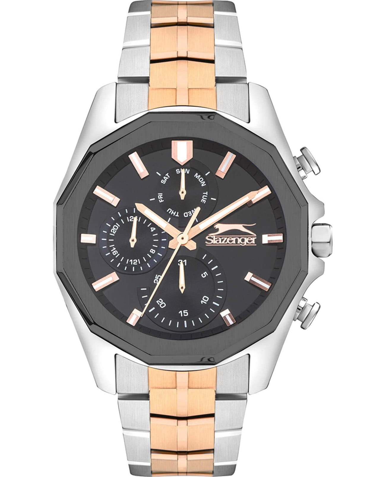 Slazenger Slazenger SL.09.2312.2.02  SL.09.2312.2.02 кварцевые мужские часы черный циферблат, браслет суперметалл с ip покрытием — вид спереди