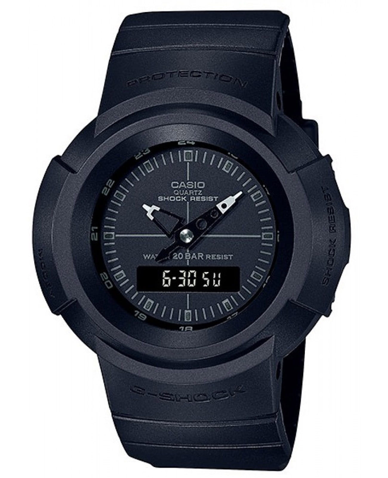 Casio Casio G-Shock AW-500BB-1E  AW-500BB-1E электронные мужские часы черный циферблат, браслет пластик — вид спереди