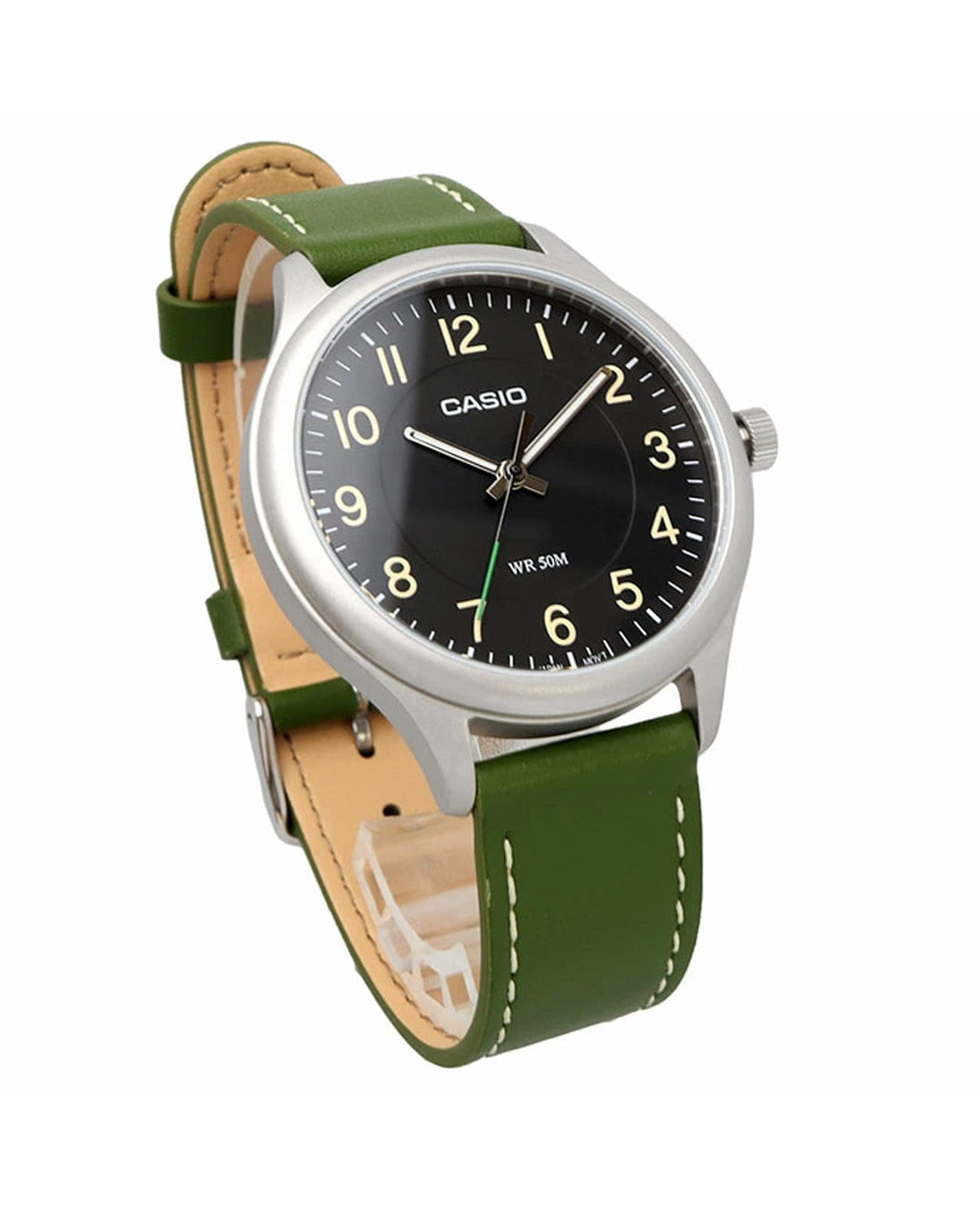 Casio Casio Collection MTP-B160L-1B1VDF (MTP-B160L-1B1), collection япония мужские часы на браслете кожаный боковой вид