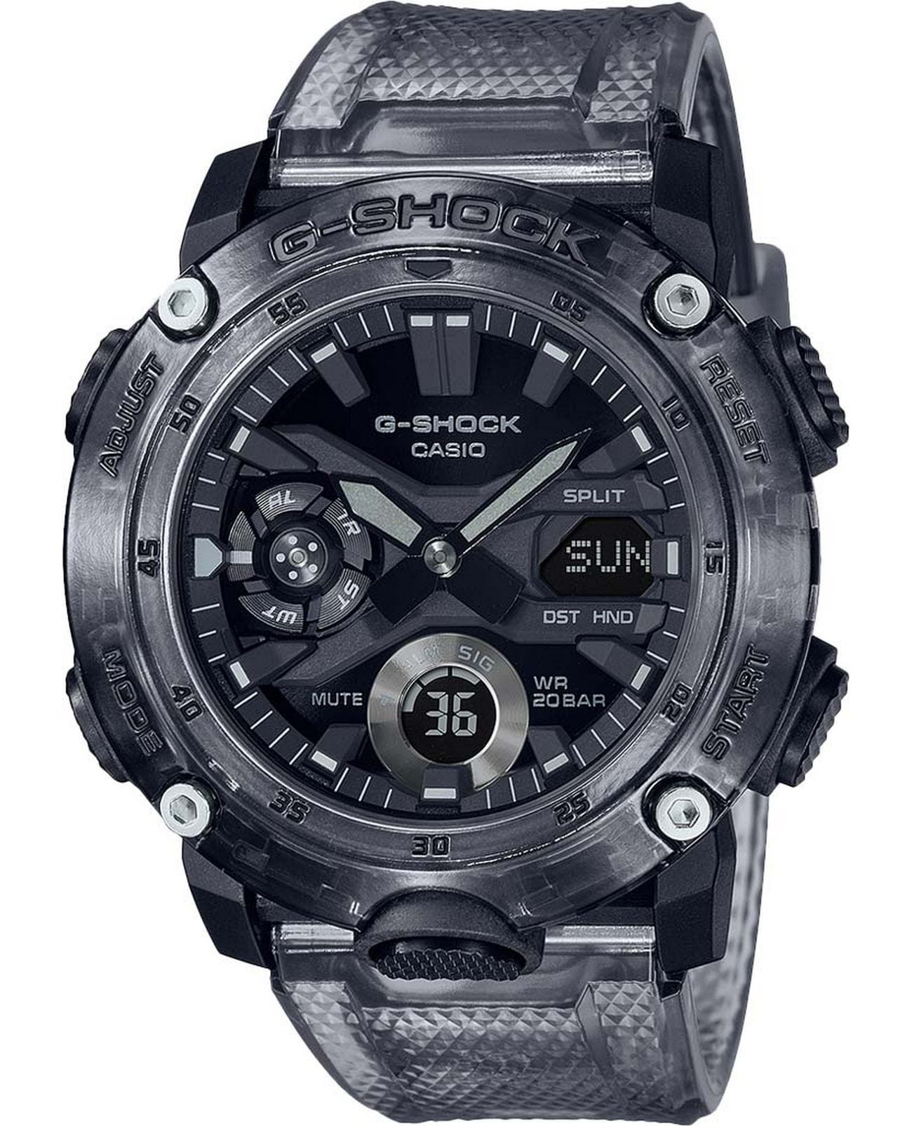 Casio Casio G-Shock GA-2000SKE-8A GA-2000 GA-2000SKE-8A электронные мужские часы серый циферблат, браслет пластик — вид спереди