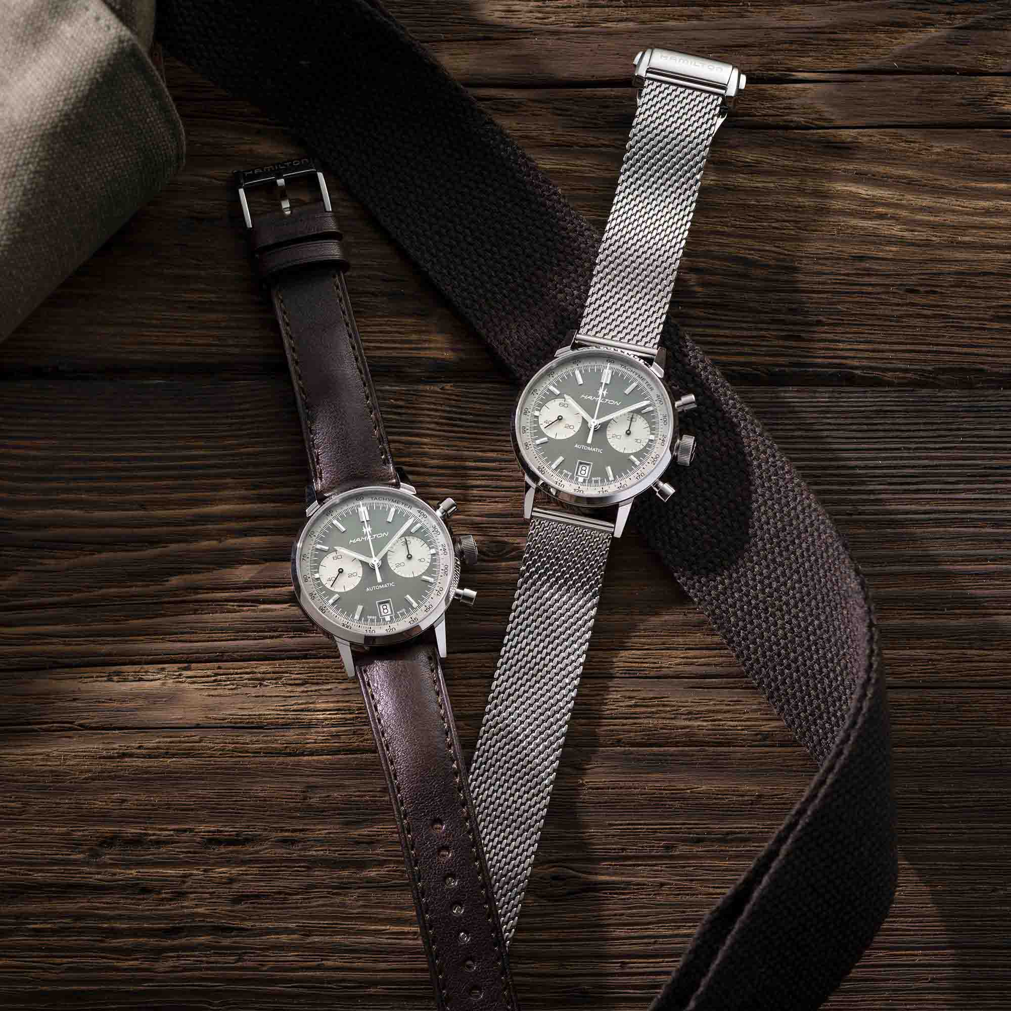 Hamilton Hamilton American Classic Intra-Matic Auto Chrono H38416160 механические мужские часы часы крупный план  циферблата