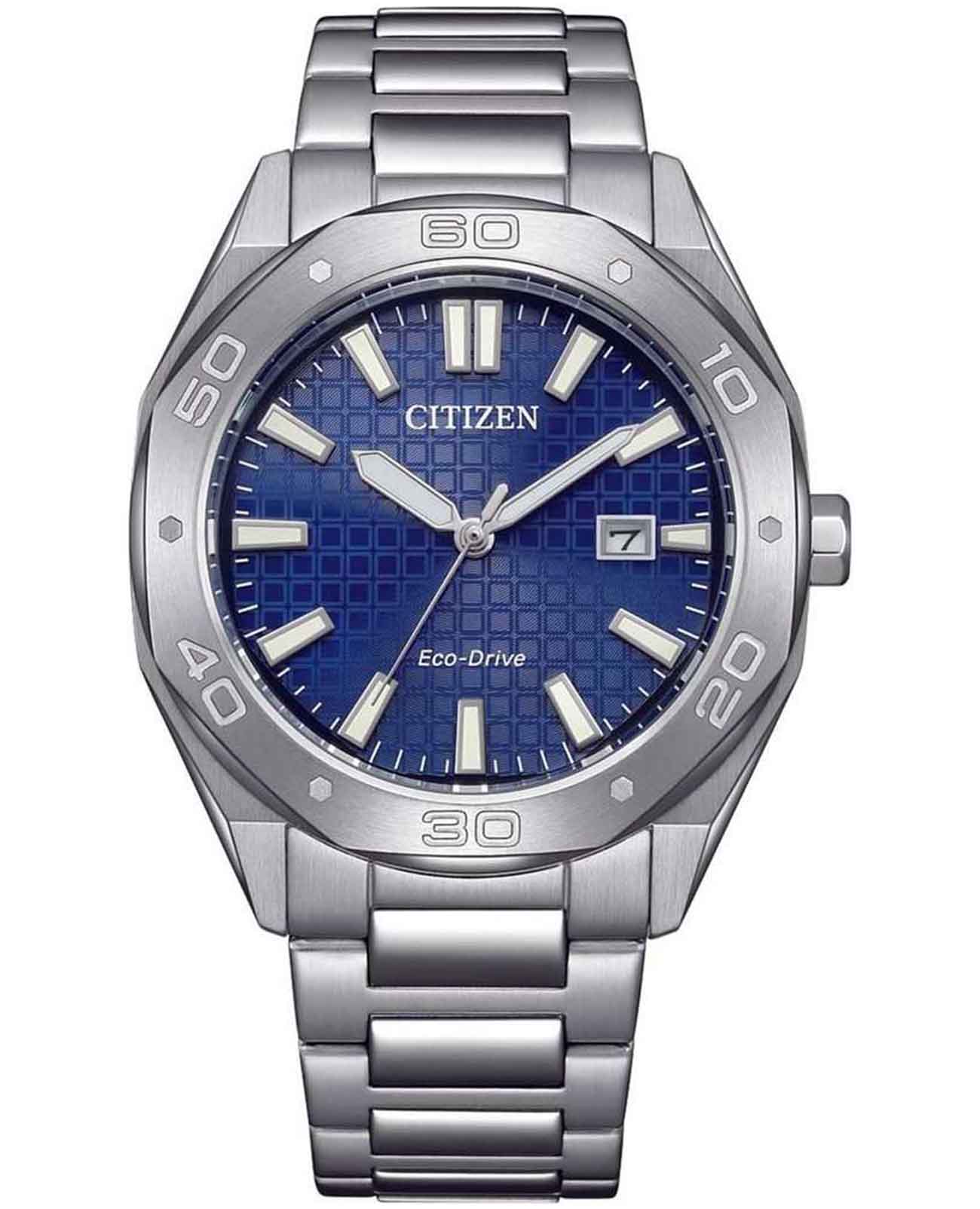 Citizen Citizen Eco-Drive BM7630-80L  BM7630-80L кварцевые мужские часы синий циферблат, браслет нержавеющая сталь — вид спереди
