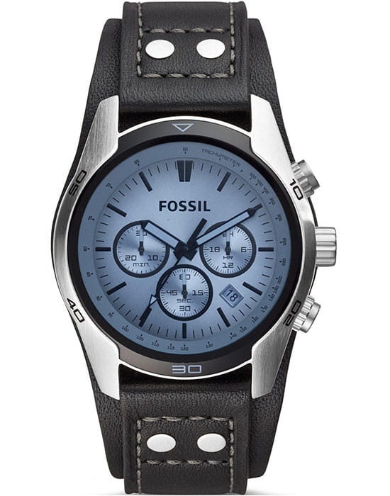 Fossil Fossil Carlie  CH2564  CH2564 кварцевые мужские часы голубой циферблат, браслет кожаный — вид спереди