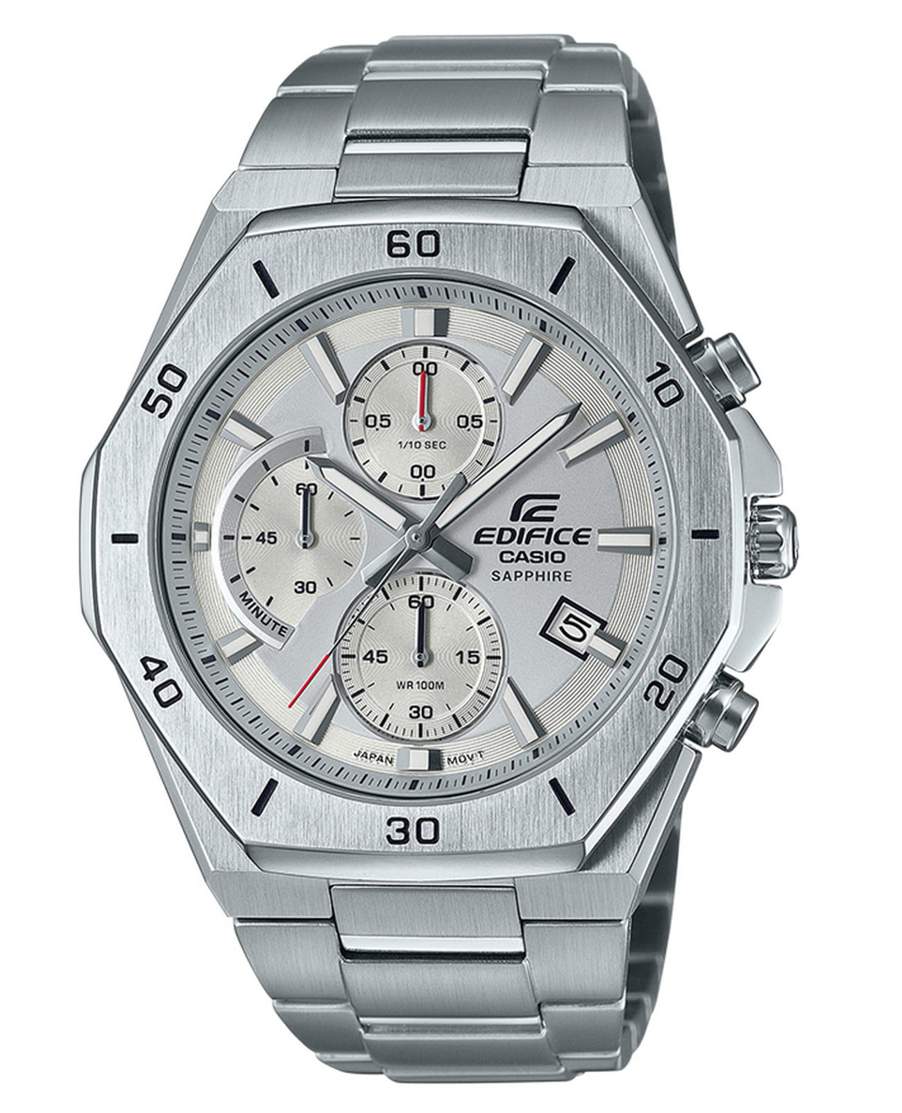 Casio Casio Edifice EFB-680D-7A  EFB-680D-7A кварцевые мужские часы серебристый циферблат, браслет нержавеющая сталь — вид спереди