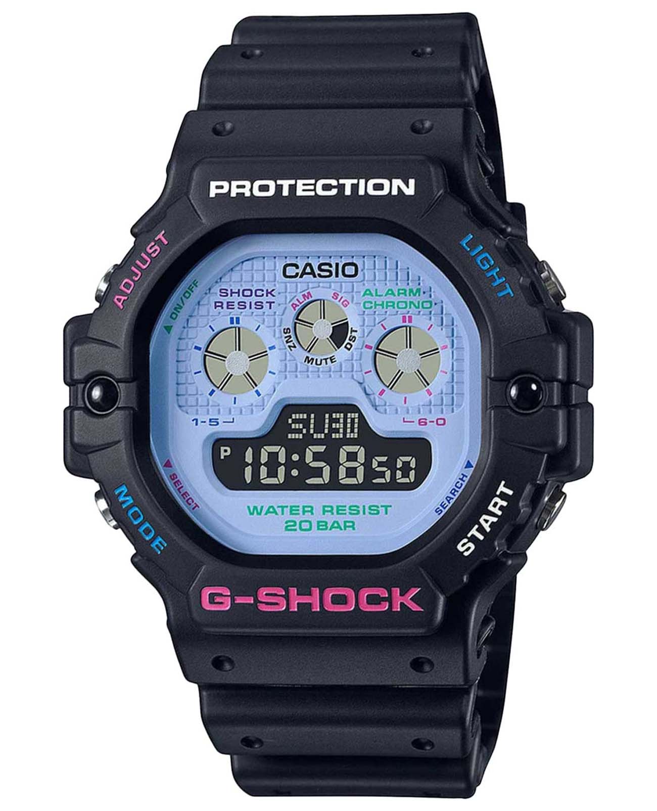Casio Casio G-Shock DW-5900DN-1  DW-5900DN-1 электронные мужские часы  циферблат, браслет пластик — вид спереди