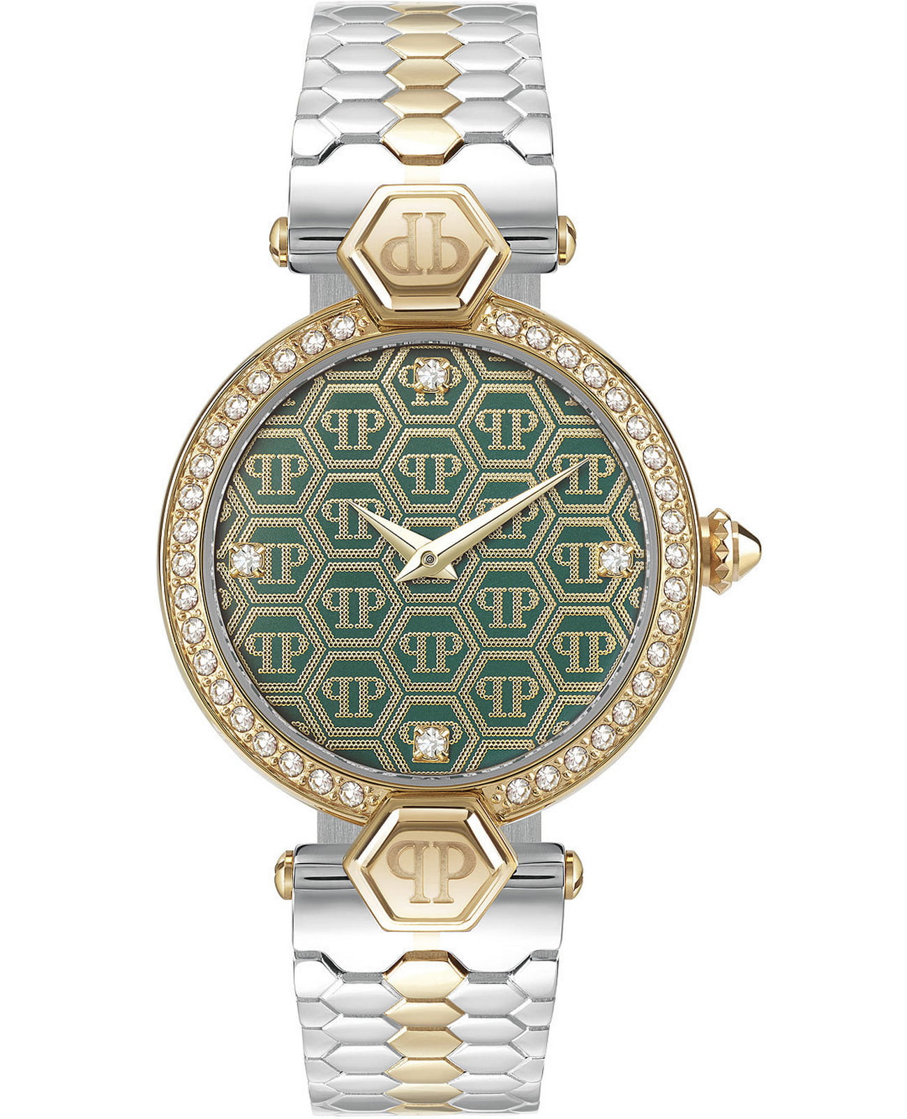 Philipp Plein Philipp Plein Plein Couture PWEAA0621  PWEAA0621 кварцевые женские часы зеленый циферблат, браслет нержавеющая сталь — вид спереди