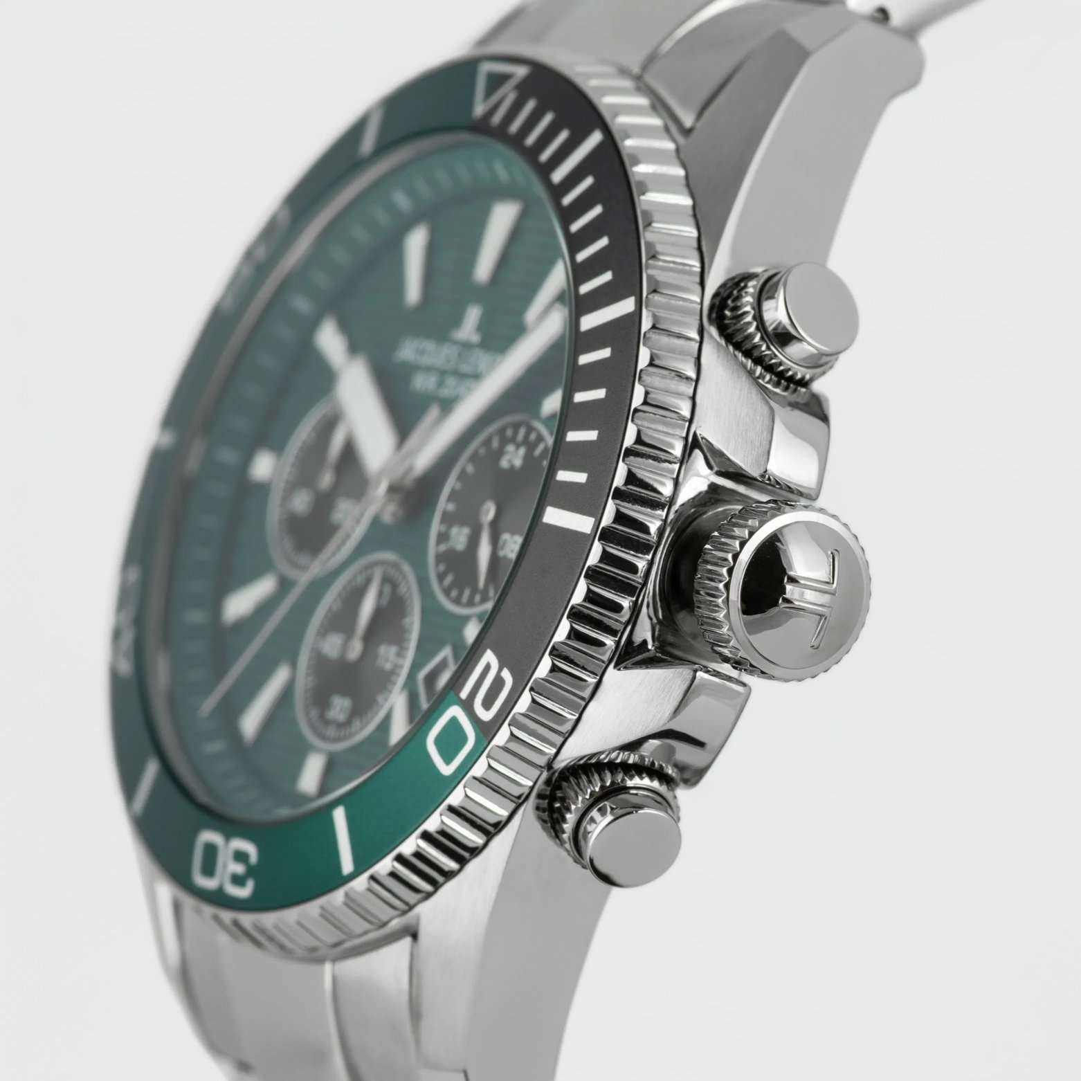 Jacques Lemans Jacques Lemans Liverpool Diver 1-2206i кварцевые мужские часы часы крупный план зеленый циферблата
