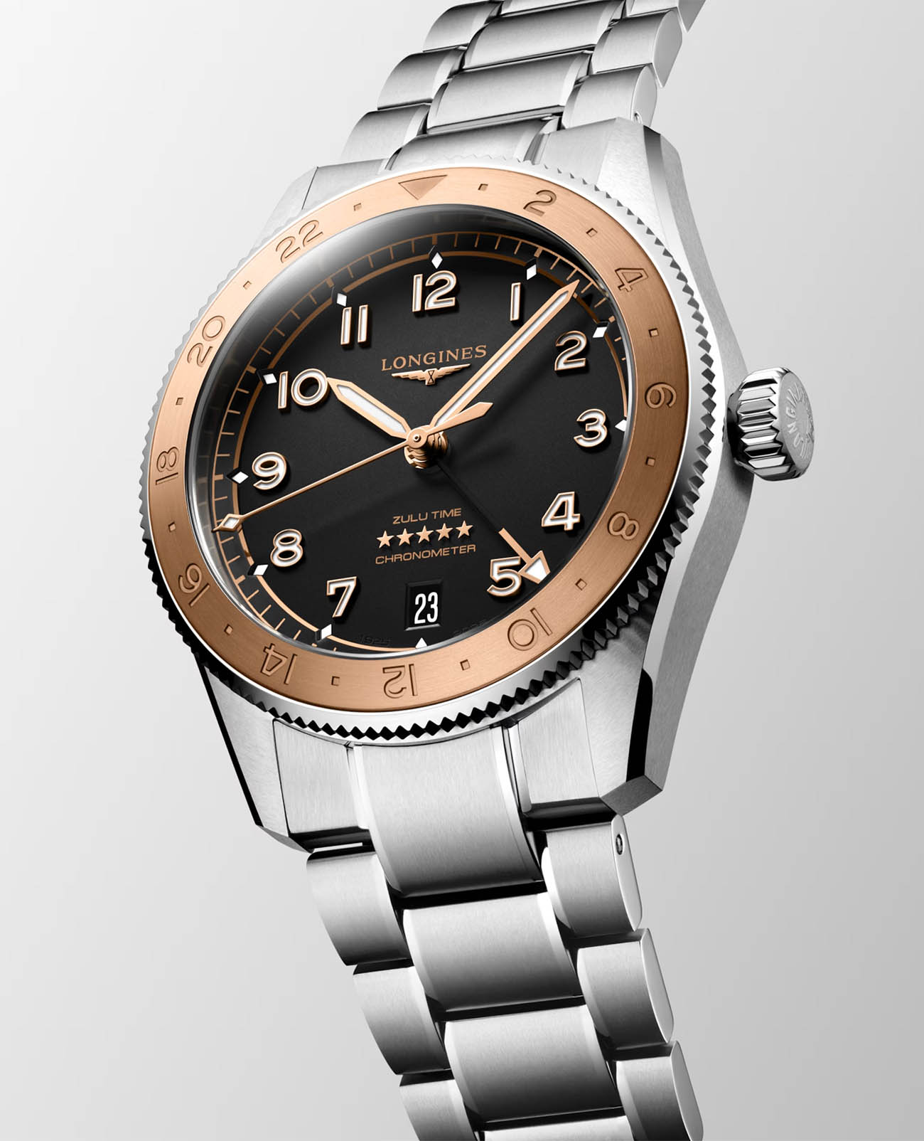 Longines Longines Spirit L3.803.5.53.6, spirit швейцария мужские часы на браслете нержавеющая сталь боковой вид
