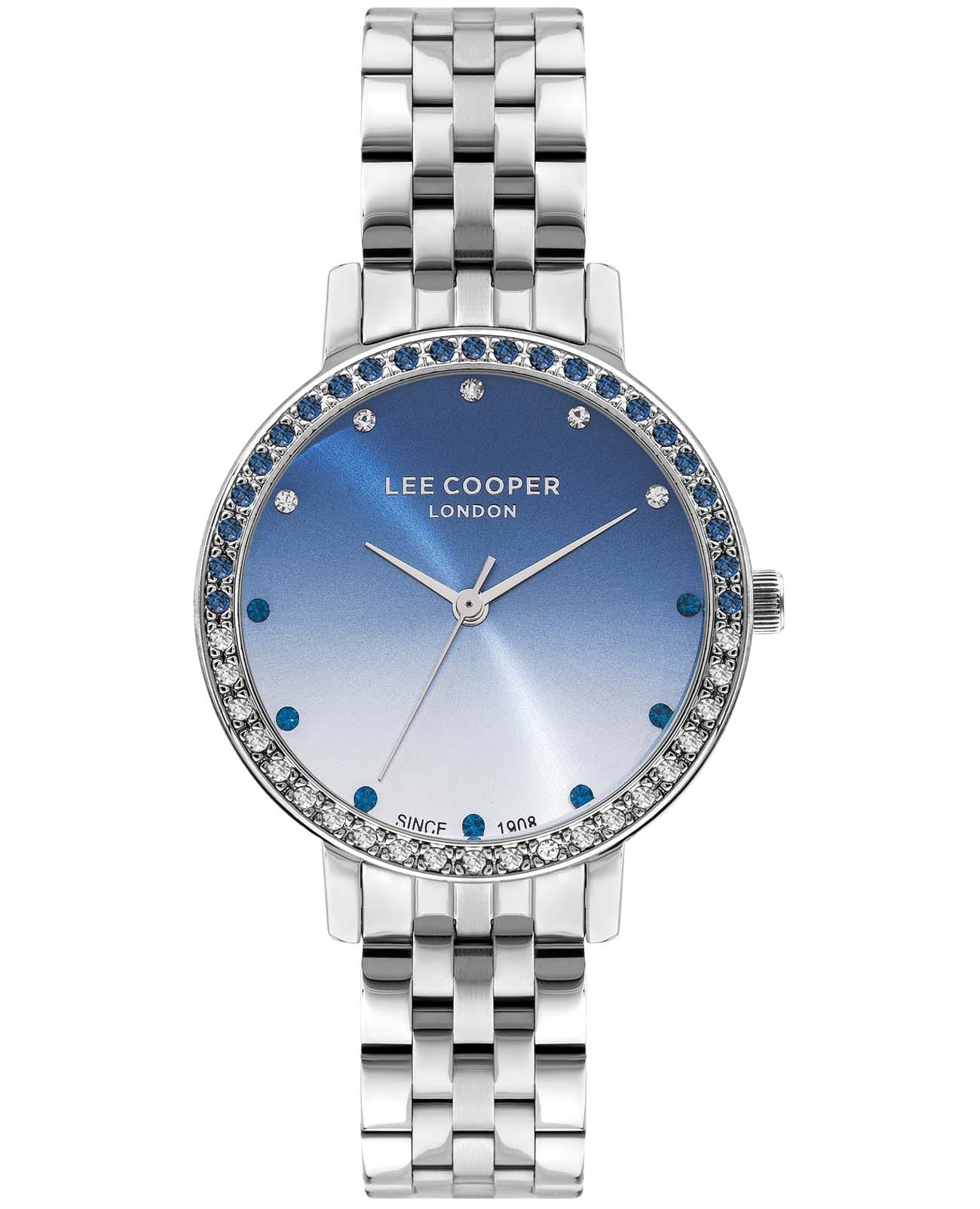 Lee Cooper Lee Cooper LC07590.390  LC07590.390 кварцевые женские часы синий циферблат, браслет нержавеющая сталь — вид спереди