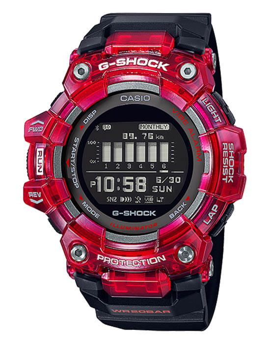 Casio Casio G-Shock GBD-100SM-4A1 G-SQUAD GBD-100SM-4A1 электронные мужские часы черный циферблат, браслет пластик — вид спереди