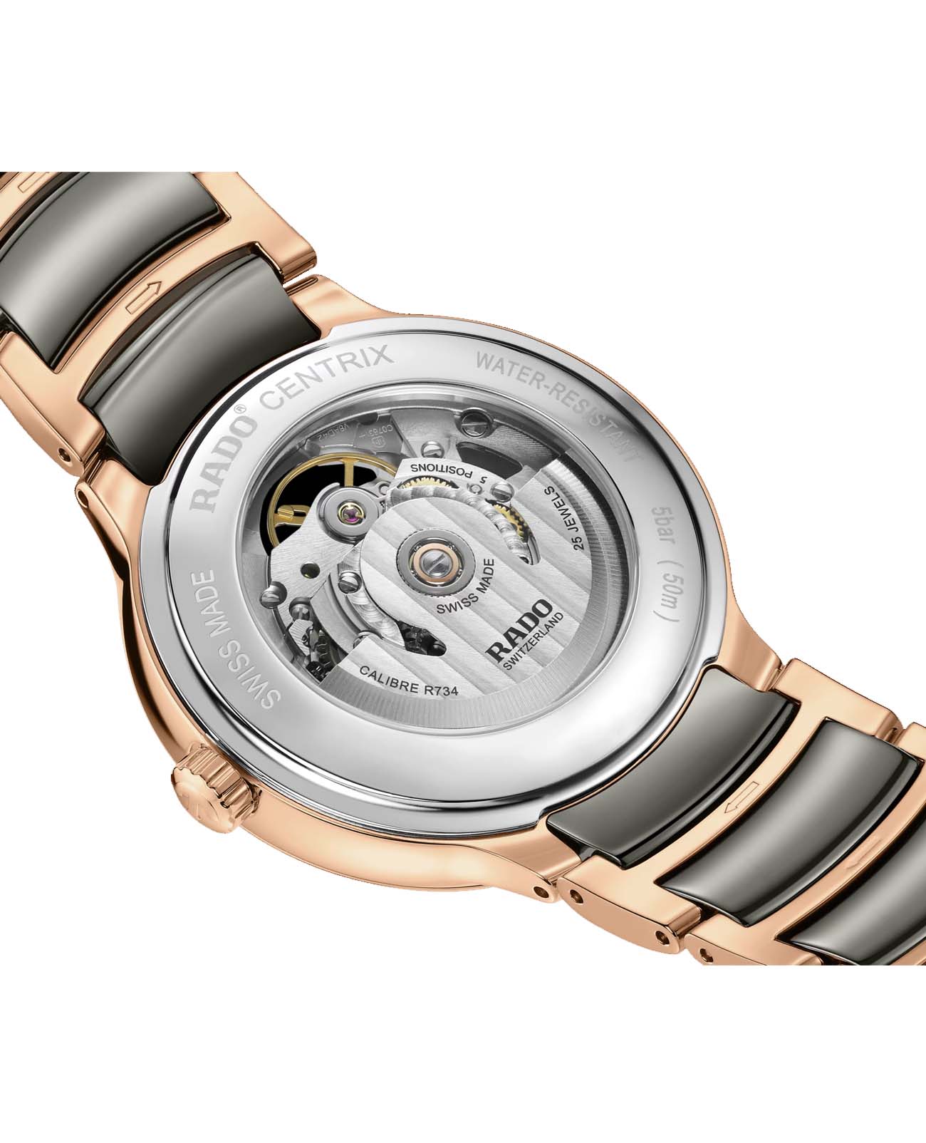 Rado Rado Centrix Automatic Diamonds Open Heart R30028912, centrix швейцария женские часы на браслете высокотехнологичная керамика + нержавеющая сталь с pvd покрытием боковой вид