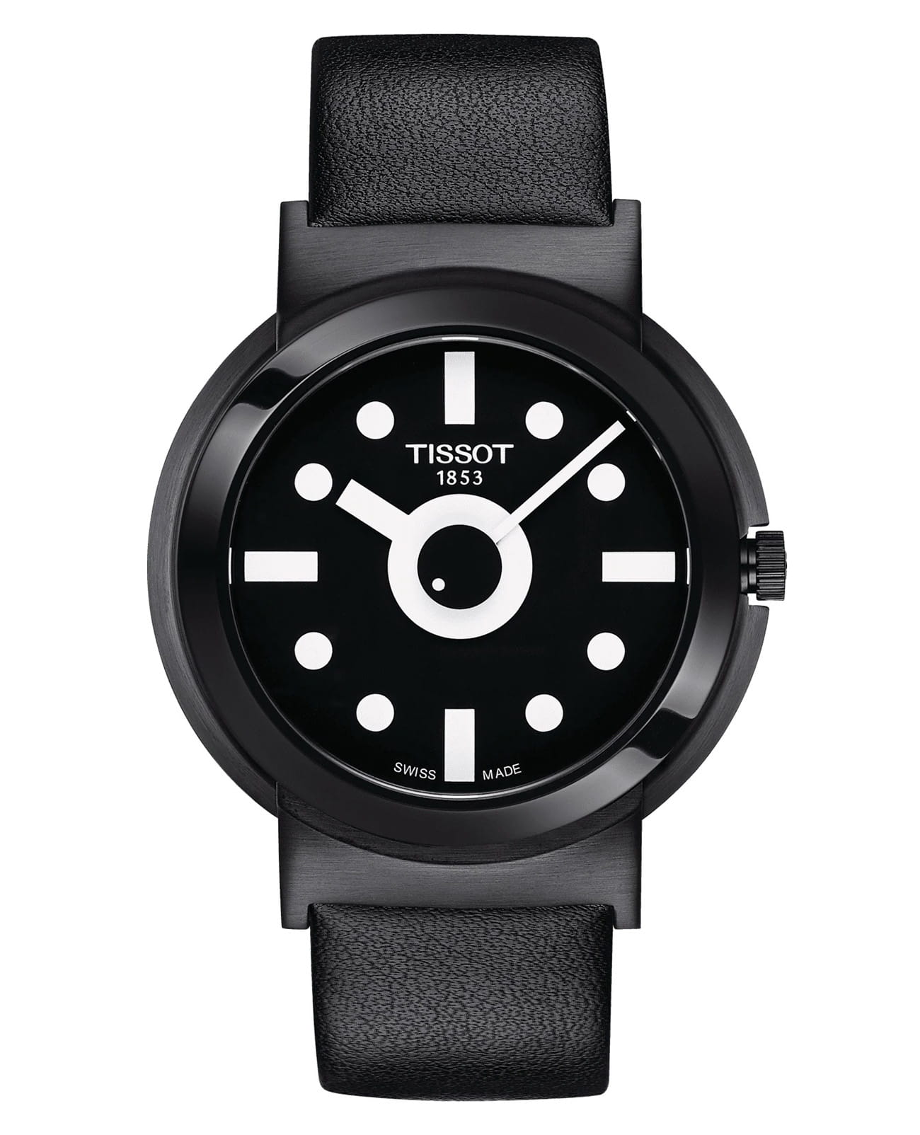 Tissot Tissot Heritage Memphis Gent T134.410.37.051.00  T1344103705100 кварцевые мужские часы черный циферблат, браслет кожаный — вид спереди
