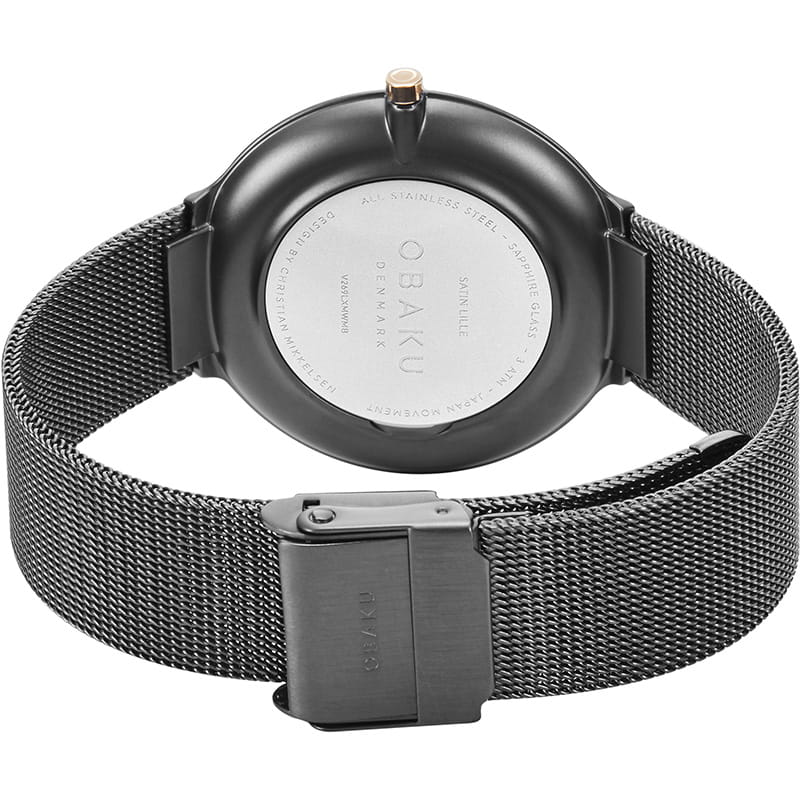 Obaku Obaku Mesh V269LXMWMB,  дания женские часы на браслете сталь с ip покрытием боковой вид