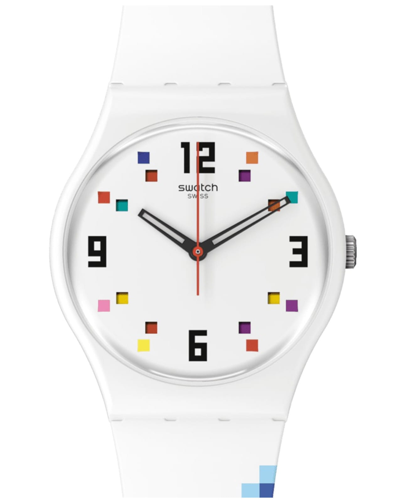 Swatch Swatch Gent Biosourced Standart SO28W700  SO28W700 кварцевые женские часы цветной циферблат, браслет силикон — вид спереди