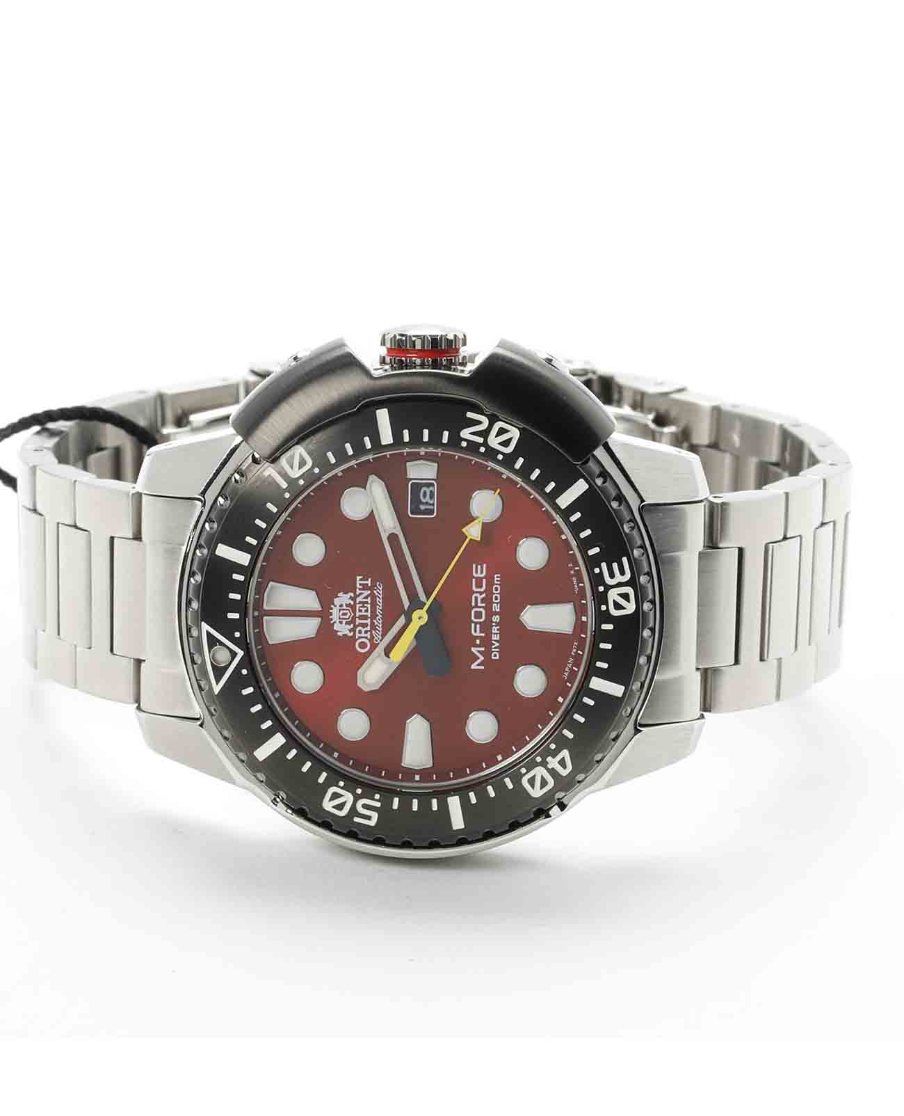 Orient Orient M-Force RA-AC0L02R (RN-AC0L02R), m-force япония мужские часы на браслете нержавеющая сталь боковой вид