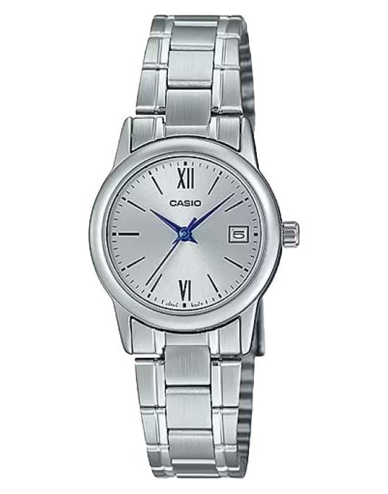 Casio Casio Collection LTP-V002D-7B3  LTP-V002D-7B3 кварцевые женские часы серебристый циферблат, браслет нержавеющая сталь — вид спереди