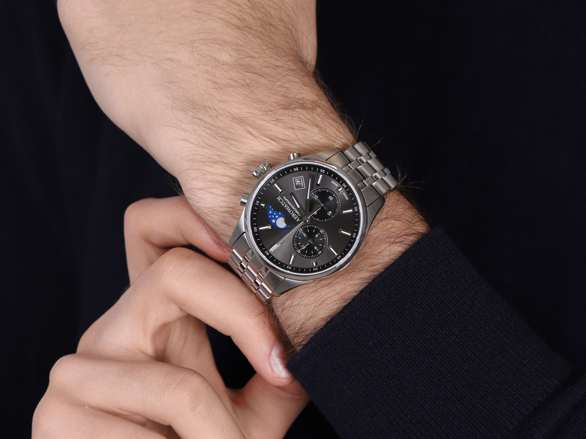 Aerowatch Aerowatch Les Grandes Classiques 78990 AA01 M мужские часы черный циферблат на запястье