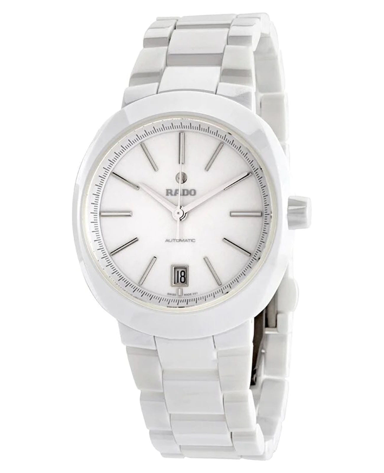 Rado Rado D-Star R15611012 Automatic R15611012 механические мужские часы белый циферблат, браслет высокотехнологичная керамика — вид спереди